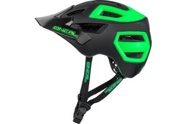 Black and green bicycle helmet